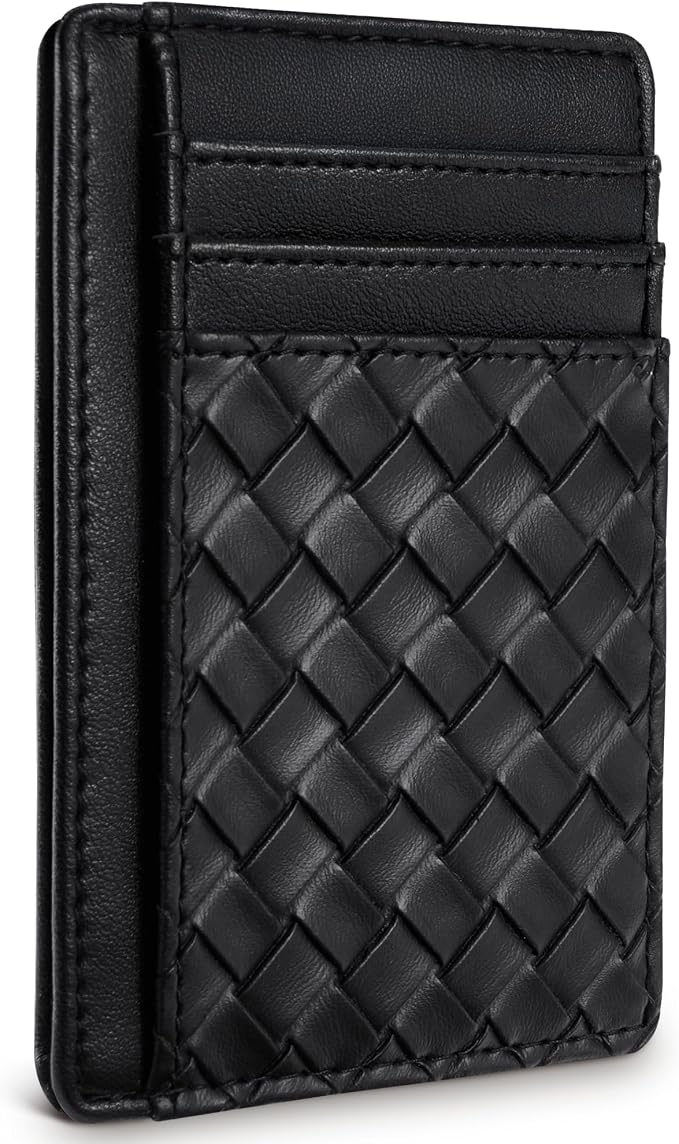 Travelambo Front Pocket Minimalist Leather Slim Wallet RFID Blocking Medium Size by Travelambo