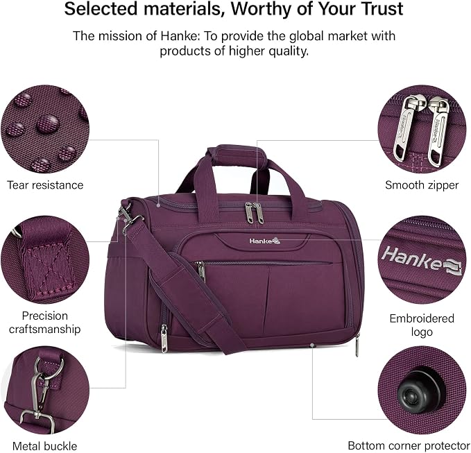 Hanke Small Underseat Carry On Luggage Bags for Travel with 10 Pockets. | Airline Approved Foldable Personal Bag w/ Luggage Sleeve; Tote Duffle & Bento Bag, Flight Attendant Weekender for Men & Women - Image 5