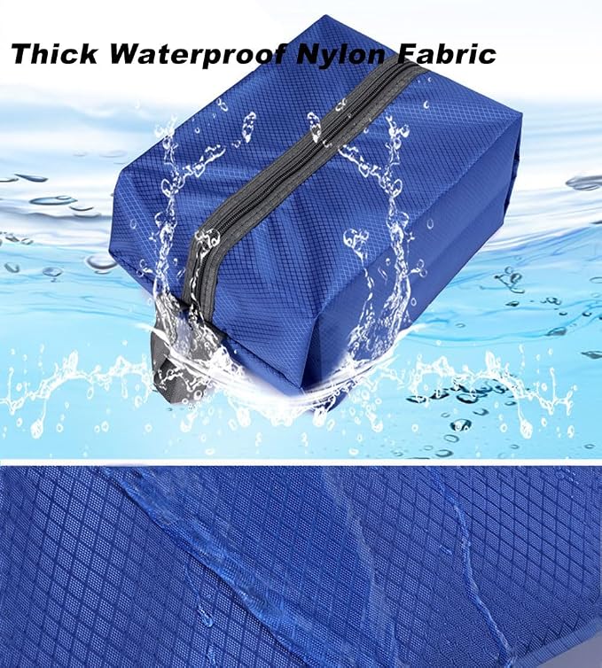 Washable Shoe Bags for Travel, 4 Pack Blue, Nylon and Oxford Fabric, Zipper Closure - Image 4
