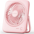 Otlonpe Personal Portable Desk Fan, 4000mAh Small Rechargeable Portable Fan Battery Operated & USB Powered for Travel Sleeping Bedroom Office Home Table, Cordless, Quiet, 4-Speed, 6.5 Inch (Pink) by OTLONPE