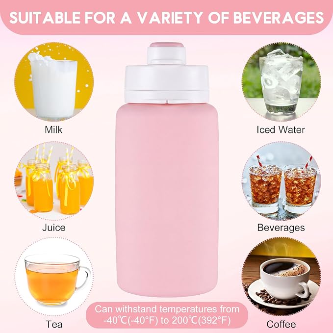 LemonRoad 2 Pcs 19 oz Silicone Collapsible Water Bottle, Pink Blue | Portable Foldable Water Bottle, Leakproof, Carabiner, Reusable, Lightweight, for Travel Sport Hiking Camping Cycling Office - Image 7