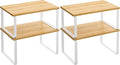 SONGMICS Cabinet Organizer Shelf, Set of 2 Kitchen Counter Shelves, Kitchen Storage, Spice Rack, Stackable, Expandable, Metal and Engineered Wood, Cloud White and Natural Beige UKCS02NW (Pack of 2) by Unknown