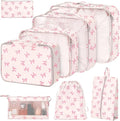 8 Set Packing Cubes for Suitcases,Suitcase Organizer with Shoe,Cosmetics,Clothing, and Accessories Bags for Travel Luggage Organizer Women Men(Pink Bows) by Hatisan