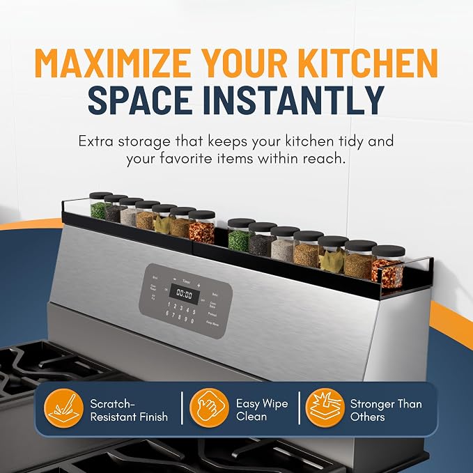 Extendable Steel Over the Stove Shelf for Back of Stove (16 to 30 Inches) Magnetic Stove Top Shelf for Kitchen Stove, Over Stove Shelf for Back of Stove - Over the Stove Spice Rack Shelf - Image 2