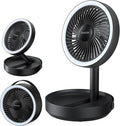 Gaiatop Foldable Desk Fan with Night Light, 6.8in Portable Travel Fan | 6000mAh Battery Powered Fan, USB Rechargeable, Bedroom Office Camping Travel & Cruise Essentials, Gifts for Women Men, Black by GAIATOP