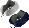 urnexttour Neck Pillow Airplane Travel Pillow 2 Pack Grey and Blue | Memory Foam Soft Support Travel Neck Pillow for Travelling, Sleeping Rest, Car, Train and Home Use by Urnexttour