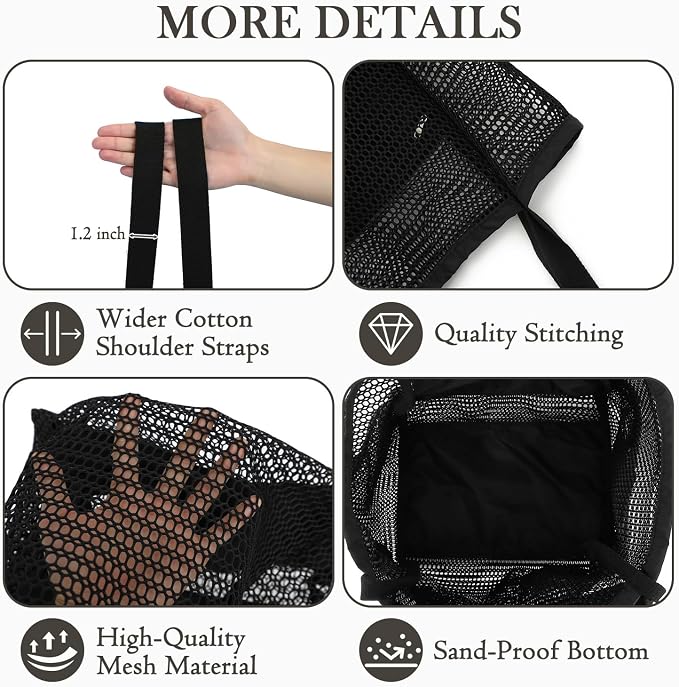 Fammart Mesh Beach Bag for Women, Summer Straw Tote Hobo Pool Bags with Zipper Pocket, Travel Vacation Cruise Essentials 2026 - Image 7