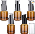 Segbeauty 0.5oz Empty Glass Refillable Travel Bottles, 5pcs Lotion Pump Bottle Dispenser, 15ml Amber Mini Empty Travel Size Bottles for Creams, Small Lotion Dispenser with Pump Liquid Container by Segbeauty
