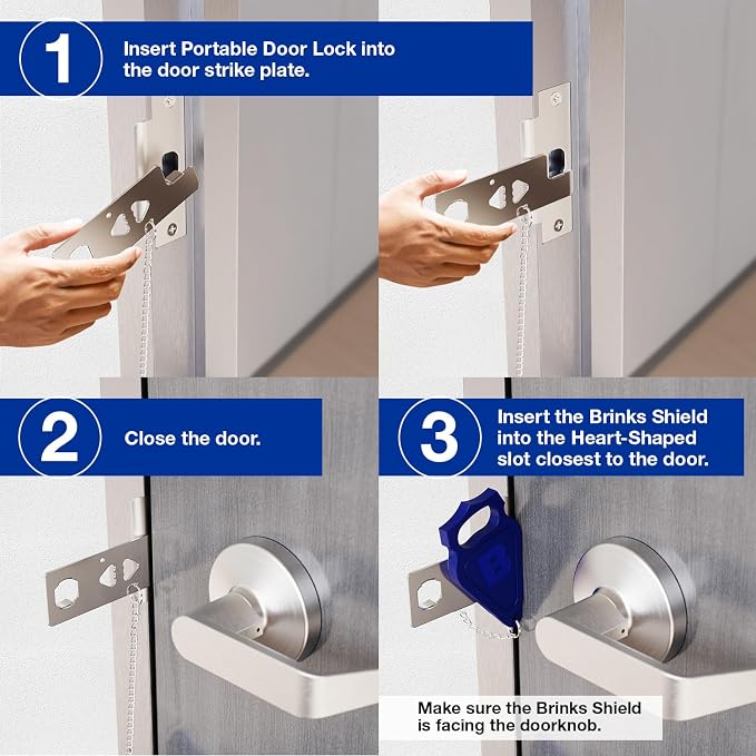 BRINKS – Portable Security Door Locks for Home, Dorm Room, Apartment, Hotel Safety, Short-Term Rentals, Security Door Latch - Privacy Latch, Easy Install (1 Pack) - Image 6