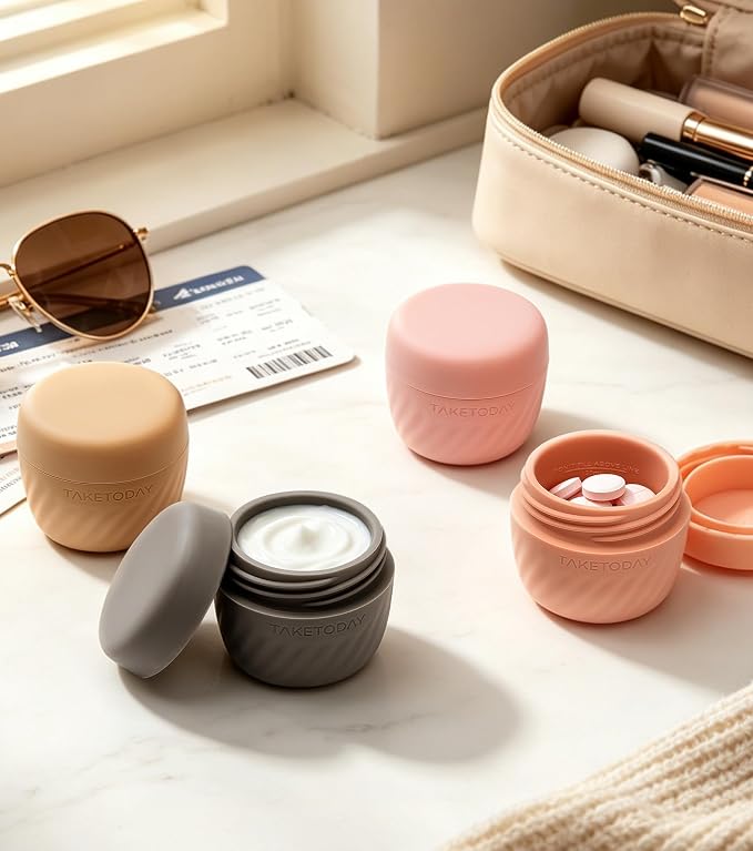 TakeToday Travel Containers for Toiletries, 1oz, 4 Pack, Apricot | Air Travel Leak-Proof, TSA Approved, Silicone Jars with Lid, for Cosmetics & Toiletries - Image 8