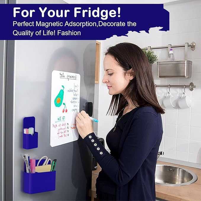 KITANIS Magnetic Pen Holder,2 Pack Magnetic Dry Erase Marker Holder with Generous Compartments,Strong Magnet Storage Marker Pen Pencil Organizer for Refrigerator,Whiteboard,Locker Accessories - Image 6