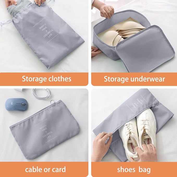 Packing Cubes for Travel- 8 Set Luggage Organizer Bags for Family, Mesh Breathable Travel Packing Cubes for Suitcases Durable Travel Essentials Bags Set (Grey, 8 Set) - Image 5