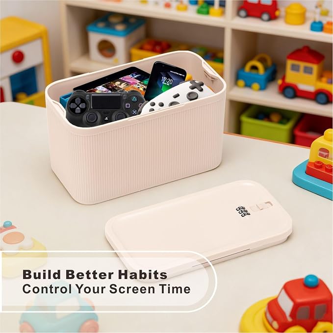SANIDIKA Lockable Storage Box, Locking Medicine Box, Cell Phone Locked Jail, Food Medical Lockbox, Containers Bin for Personal Refrigerator Home Office Organization Travel Farther Gift (Cream Plus) - Image 4