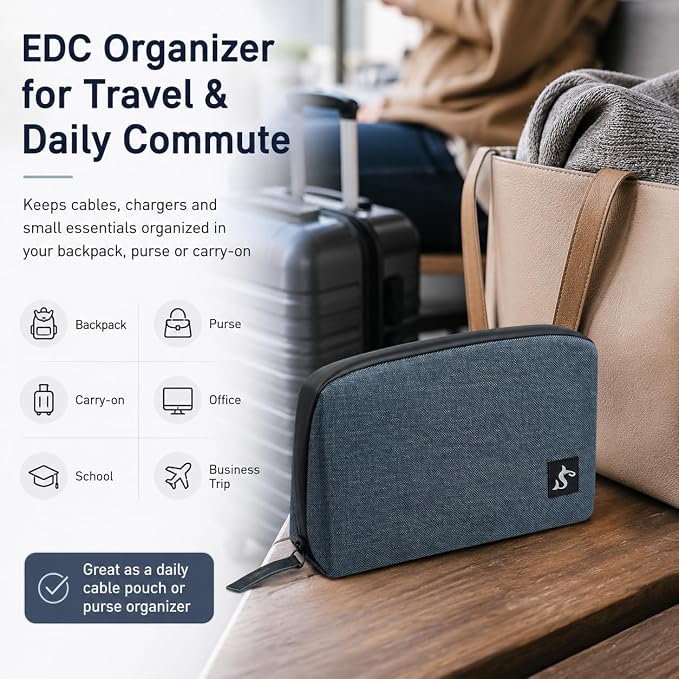 simtoper Electronic Organizer Travel Case – Waterproof Cable Bag for Cord, Charger, Hard Disk, Power Bank – Small Tech Storage for Travel, Backpack, Business Trip, Airplane - Image 7