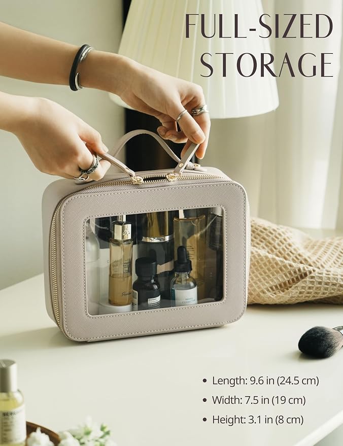Clear Makeup Bag Travel Cosmetic Case Clear Toiletry Bag with Zipper Make Up Organizer Traveling Mahjong Tile Bag Stone Large - Image 3