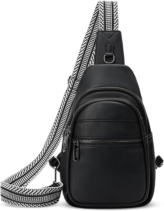 Anti-theft Chest Bags Women Small PU Leather Sling Fanny Pack | RFID Blocking,Safety Zipper,5 Card Slots,Adjustable Strap,Large Capacity,Multi Pockets,Faux Leather,Daypack,Bum Bags,Travel by WillSolunaCrossbodyBags