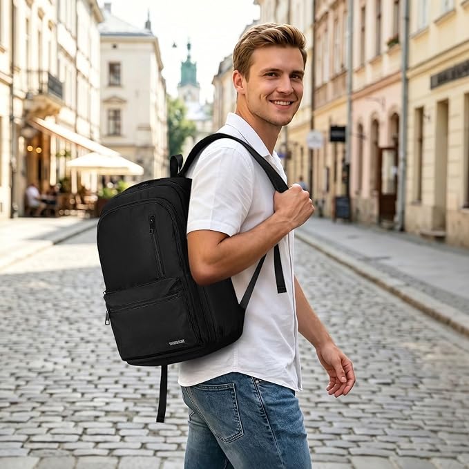 Laptop Backpack for Men & Women 15.6 Inch Office Anti Theft, Black | Small Work Backpack Water Resistant with Luggage Strap Theft Proof Sleek Backpack Oxford Material for Commute, Work, Travel - Image 6