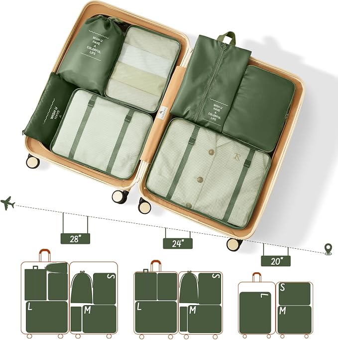 8 Set Packing Cubes for Travel Suitcase Organizer Bags Luggage Packing Cubes Set Travel Essentials Accessories Gifts for Women - Image 2