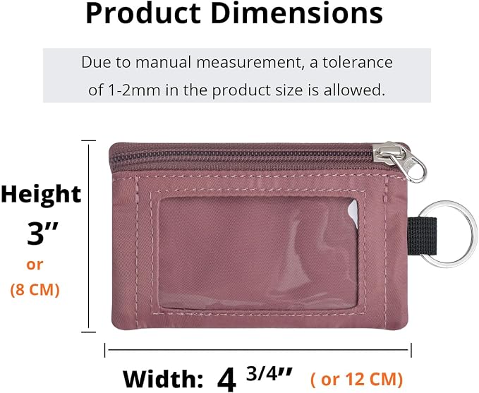 RFID Blocking Travel Wallet with Adjustable Lanyard, Small Nylon Zipper Pouch and Badge Holder for ID, Credit Cards, Cash, Keys, Commuters (Warm Mauve) - Image 3