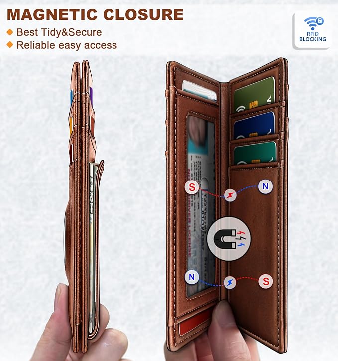 BULLIANT Magnetic Slim Leather Airtag Wallet Money Clip For Men 12Cards | RFID Blocking | Easy Access | Gift Boxed | Pocket Fit - Image 2