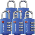 Luggage Locks TSA Approved, 4-Digit Travel Combination Locks | TSA Accepted, Easy to Use, Compact, Lightweight, Durable, Zinc Alloy Body, for Suitcases, Backpacks, Zippers, 5-Pack, Blue by TravelMore