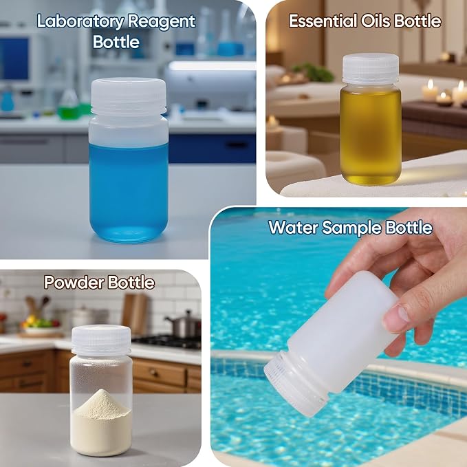DEMORA 4 oz Small Plastic Bottles with Caps, Airtight Refillable Wide Mouth Travel Bottles for Toiletries, PP Food Grade Plastic Containers for Liquids Pill Sample Lab Reagent (Translucent, 4 Pcs) - Image 5