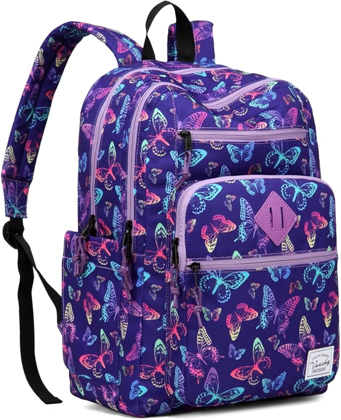 VASCHY School Backpack for Teen Girls, Bookbag Schoolbag Casual Daypack for High School/College/Women/Travel/Work Butterfly by Vaschy