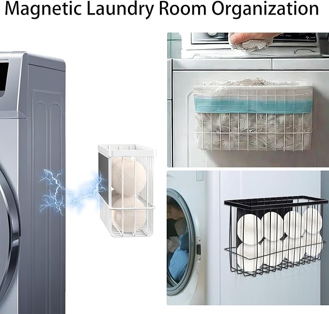 Magnetic Shelf Fridge Basket Bin for Whiteboard Washer Dryer Locker Cabinet | No Drilling Or Tools Needed, Reusable Magnet Organizer Classroom Office Home Kitchen Laundry Storage Rack Container Holder - Image 2