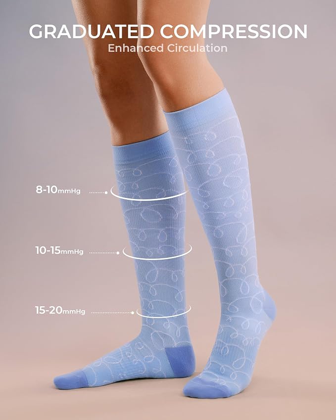 FITRELL 4 Pairs Compression Socks for Women & Men, 15-20mmHg Circulation Support for Athletic Travel Daily Wear - Image 3