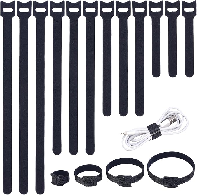 MVYC 200PCS Reusable Cable Ties Wire Ties Cord Organizer Cable Organizer Adjustable Cable Management Black 4+6+8+10 inch by SyncYourLifeWithMVYC