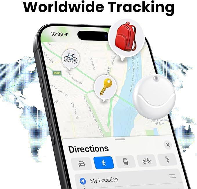 Air Tracker Tags-4 Pack White, Bluetooth Tracker Works with Apple Find My (iOS Only), Smart Tag with Lanyard, Item Finder for Luggage, Key, Suitcases, Replaceable Battery, IP67 Waterproof Tracking Tag - Image 9