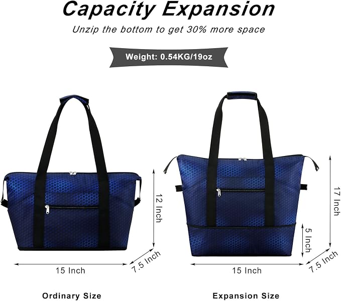 Expandable Duffel Bag for Women with Trolley Sleeve/Wet Pocket Weekender Travel Tote Large Carry On Overnight Luggage - Image 3