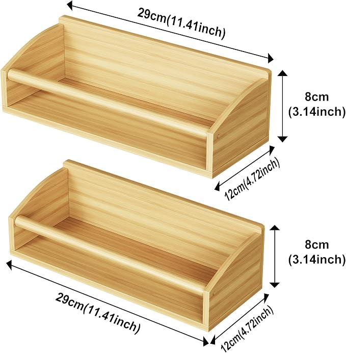Mystozer 2 Pack Magnetic Spick Rack for Refrigerator, Fridge Organizer Shelf Kitchen Appliances Kitchen Essentials Kitchen Organization Kitchen Storage Kitchen Essentials(Bamboo Wood) - Image 6