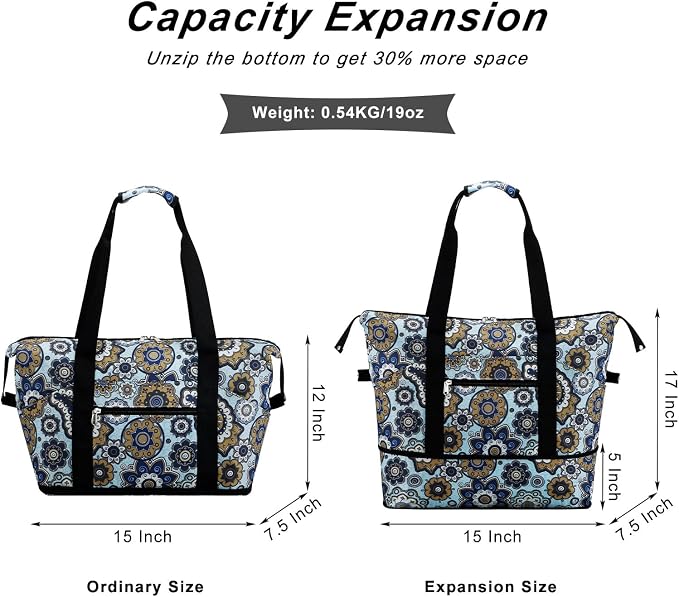 Expandable Duffel Bag for Women with Trolley Sleeve/Wet Pocket Weekender Travel Tote Large Carry On Overnight Luggage - Image 3