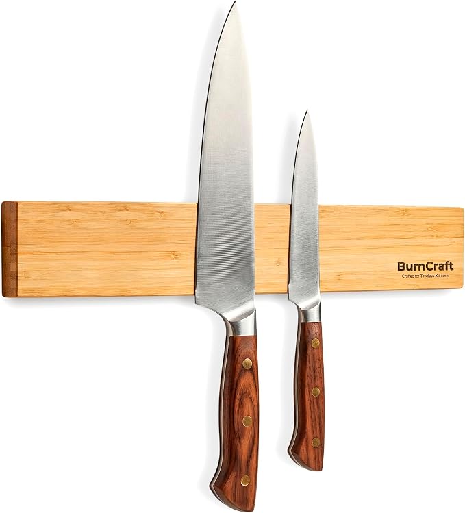 Magnetic Knife Holder for Wall, 16 Inch Bamboo Knife Strip, Wooden Knife Rack with Strong Magnets, Wall Mounted Kitchen Utensil Organizer & Storage Bar - Image 9