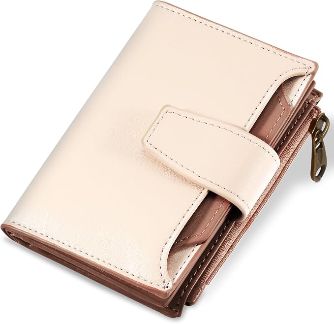 Small Wallet Women RFID Blocking Soft Leather Bifold Compact Card Holder Wallet for Women with Zipper Coin Pocket 4 ID Window by Airkit