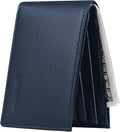 Chelmon Slim Wallet for Men ID Window with RFID Blocking Front Pocket Minimalist Bifold Bussiness Card Holder Gift for Men, Dark Blue by Chelmon