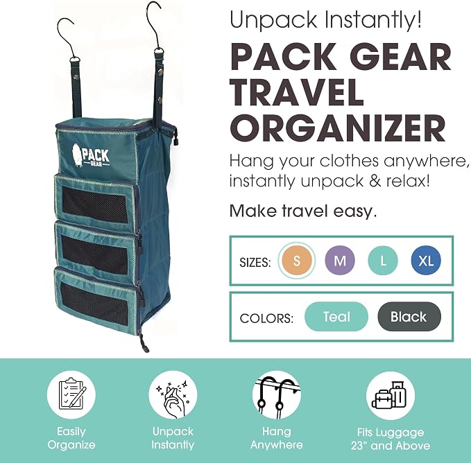 Hanging Carry-On Organizer - Our Standard Hanging Luggage Organizer Fits Any Carry On - Our Packing Cubes For Travel Use Mesh Windows to Make Finding Clothes Easy (Green, S) - Image 3