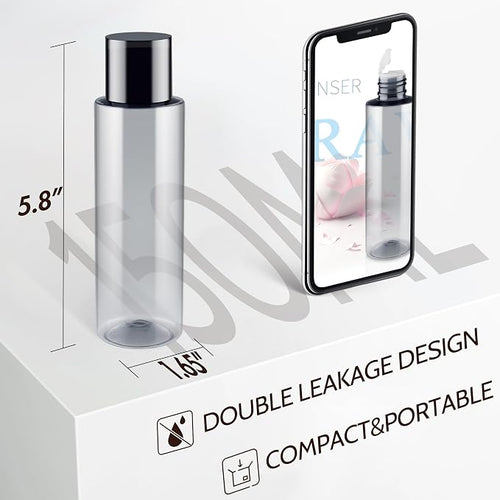 150ML/5OZ Travel Size Toiletries, 3 Pack Travel Size Containers | Double Leak Proof & Refillable Plastic Travel Bottles for Shampoo, Lotion, Body Wash with 6pcs Labels - Image 2
