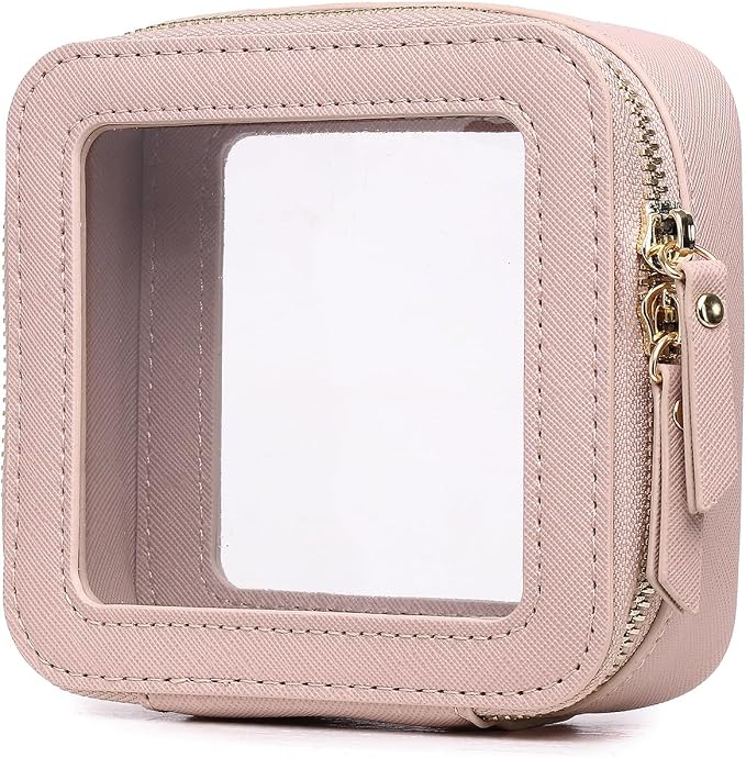 Pinkmik Small Makeup Bag Mini Clear Cosmetic Case, Pink, MINI-1 | Zipper Closure, Toiletry Bag, Purse Organizer, Car Essentials by Pinkmik