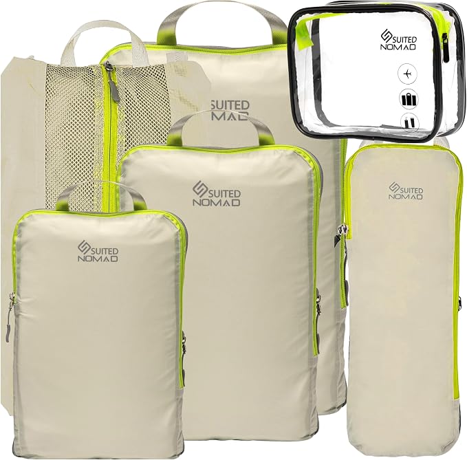 Compression Packing Cubes Set, Suitcase and Backpack Travel Organizer Bags | Ultralight and breatheable material by SUITEDNOMAD