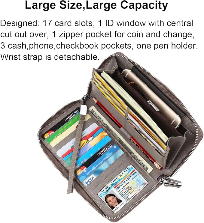 Small Compact Women Wallet RFID Blocking Genuine Leather Bifold Purse with ID Windows - Image 3