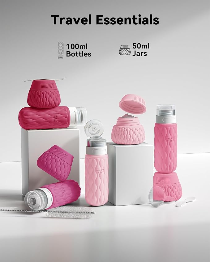 Travel Bottles for Toiletries Silicone Travel Size Containers 3.4oz 1.7oz | Travel Essentials TSA Approved Leakproof Refillable Squeeze Bottles with Labels/Clear Bag for Shampoo, Conditioner, Creams - Image 2