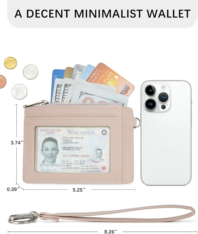 BOSTANTEN Credit Card Holder RFID Small Wallet for Women with Keychain | Slim, Wristlet, Zipper Coin Pocket, Pocket-Friendly, Vegan Leather, Minimalist, Gifts, Pink - Image 6