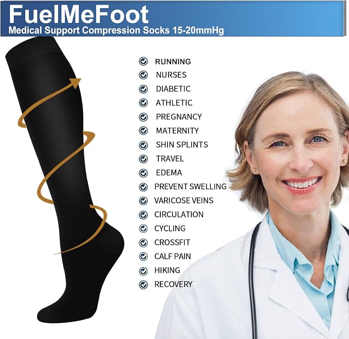 FuelMeFoot 3 Pack Copper Compression Socks - Compression Socks Women & Men Circulation - Best for Medical,Running,Athletic - Image 5