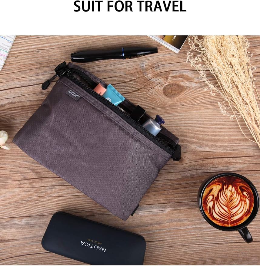 GOX Small Toiletry Bag for Men Bulk Cosmetic Bag Dopp Kit Carry On Zipper Pouch Organization Nylon Packing Sack Wate Repellent(Grey) - Image 8