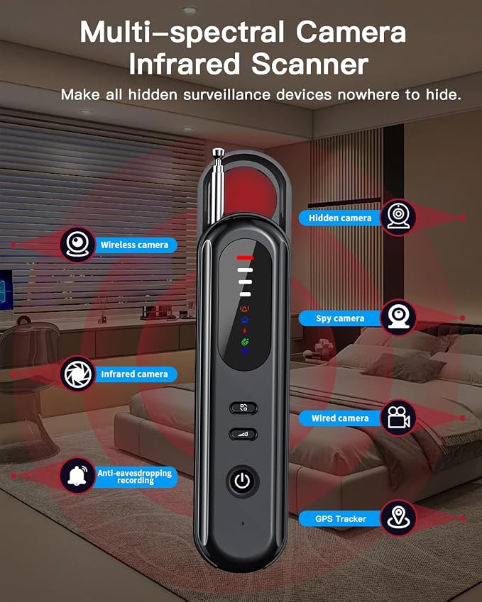 Hidden Camera Detector, Anti-Spy Camera Finder, RF Signal & WiFi Scanner, GPS Tracker & Bug Detector, 6 Modes Portable Privacy Protector for Travel, Hotel, Car, Bathroom– Spy Device Detection Pen - Image 2