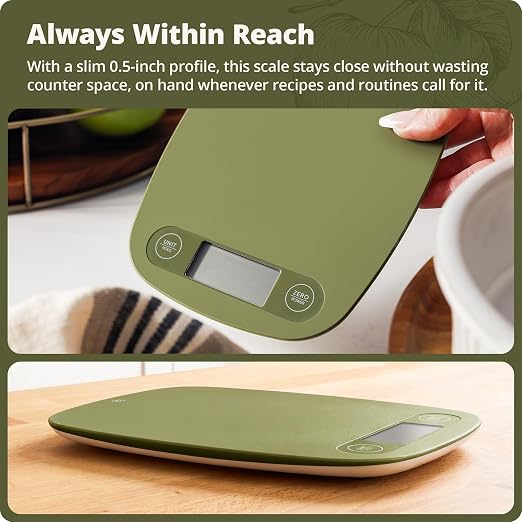 Greater Goods Food Scale, Slim & Compact Build, 1g Precision (Moss Green) | Digital Kitchen Scale for Cooking, Meal Prep & Portion Control, Tare, Auto Shut-Off, g/oz/lb/ml Conversion & Calorie Tracking - Image 2
