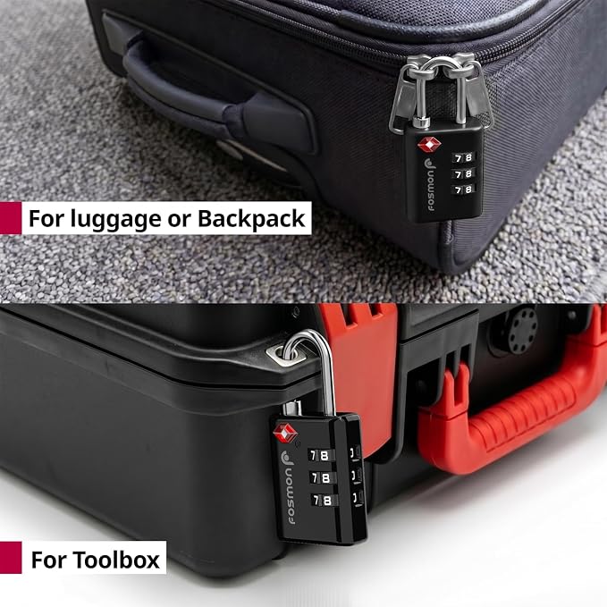 Fosmon TSA Approved Luggage Locks, 3 Digit Combination Padlock, 4 Pack | Open Alert Indicator, Suitcase Travel Lock, Gym Locker Padlock, Travel Bag Zipper, Secure Combination - Image 7