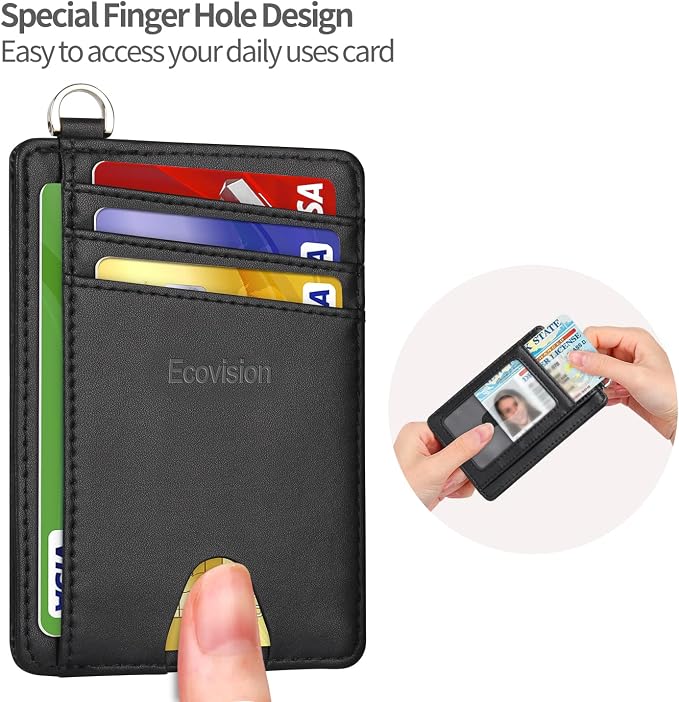 Slim Minimalist Front Pocket Wallet, RFID Blocking Credit Card Holder Wallet with Detachable D-Shackle for Men Women - Image 6